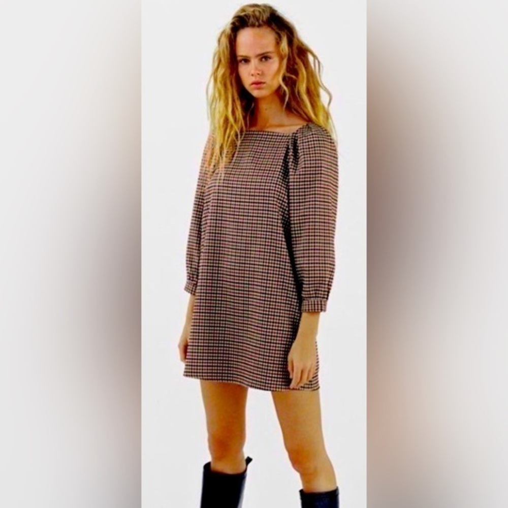Zara Houndstooth Small Checked Dress